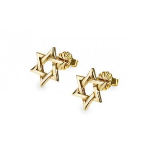 Rafael Jewelry Designer 14k Yellow Gold Star of David Stud Earrings Earrings