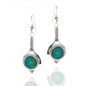 Dangling Sterling Silver & Eilat Stone Earrings by Rafael Jewelry Designer Earrings