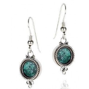 Rafael Jewelry Sterling Silver Round Earrings with Eilat Stone & Filigree Earrings
