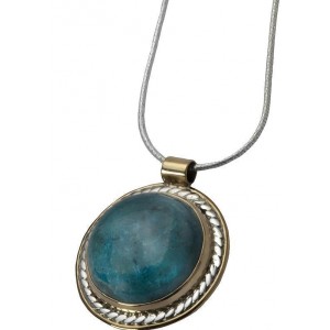 Round Eilat Stone Pendant in Silver & Gold-Plating by Rafael Jewelry Default Category