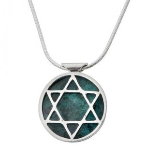 Round Star of David Pendant in Sterling Silver & Eilat Stone by Rafael Jewelry
 Star of David Jewelry