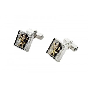 Square Cufflinks in Sterling Silver with Lion of Judah by Rafael Jewelry Boutons de Manchette