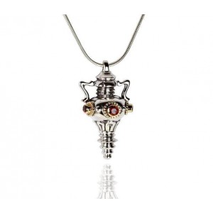 Water Jug Pendant in Sterling Silver with Yellow Gold & Garnet by Rafael Jewelry