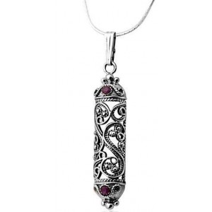 Rafael Jewelry Amulet Pendant in Sterling Silver with Ruby Collares y Colgantes