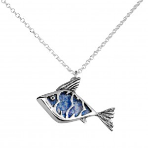 Fish Pendant in Roman Glass and Sterling Silver by Rafael Jewelry