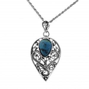 Drop Pendant in Sterling Silver with Eilat Stone by Rafael Jewelry Default Category