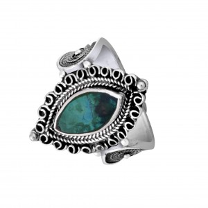 Eilat Stone and Sterling Silver Ring by Rafael Jewelry Anillos Judíos