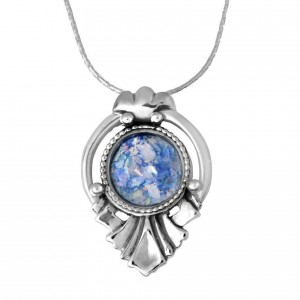 Roman Glass and Sterling Silver Drop Pendant by Rafael Jewelry Default Category