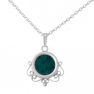 Sterling Silver Filigree Pendant with Eilat Stone Rafael Jewelry Collares y Colgantes