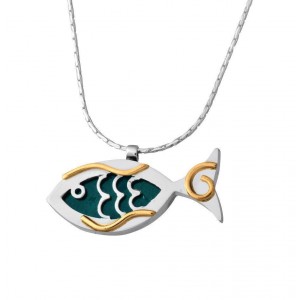 Sterling Silver Fish Pendant with Eilat Stone Rafael Jewelry Artistas y Marcas