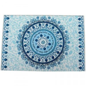 Challah Tray in Glass with Floral Pattern Shabat