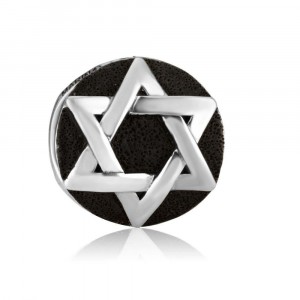 925 Sterling Silver Star of David Charm with a Black Enamel