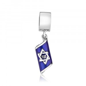 925 Sterling Silver Mezuzah with Star of David Charm and Blue Enamel
 Star of David Jewelry