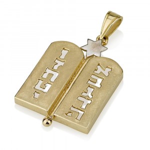 Ten Commandments Pendant Star of David in 14K Yellow Gold  Bijoux de Bar Mitzva