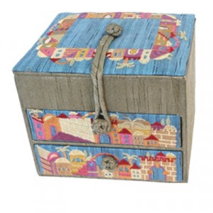 Yair Emanuel Embroidered Jewelry Box With Jerusalem 