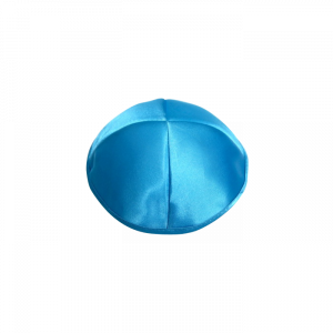 Turquoise Satin Kippah with Four Sections and Rim Kipot