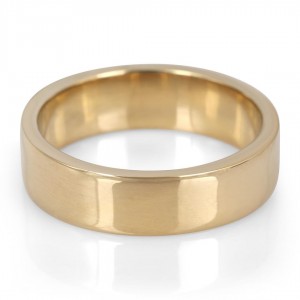 14K Gold Jerusalem-Made Traditional Jewish Flat-Sided Wedding Ring (6 mm) Boda Judía