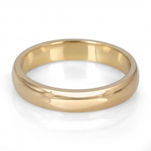 14K Gold Jerusalem-Made Traditional Jewish Wedding Ring With Comfort Edge (4 mm) Anillos Judíos