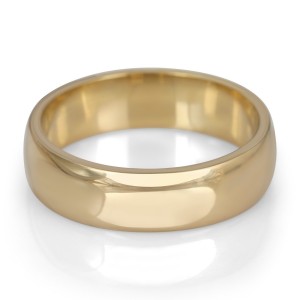 14K Gold Jerusalem-Made Traditional Jewish Wedding Ring With Comfort Edge (6 mm) Boda Judía