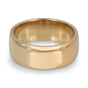 14K Gold Jerusalem-Made Traditional Jewish Wedding Ring With Comfort Edge (8 mm) Anillos Judíos