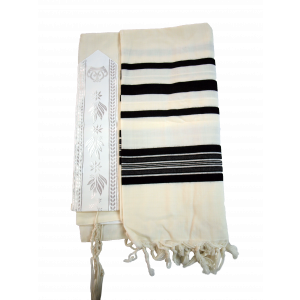 White Prima AA Thin Wool Tallit with Black or White Stripes Talitot