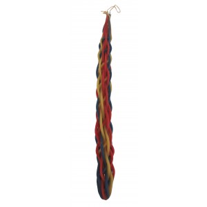 Galilee Style Candles Havdalah Candle with Braided Column in Red, Blue and Yellow Shabat