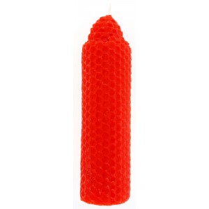 Safed Candle Red Wax Waffle Havdalah Candle with Pillar Design