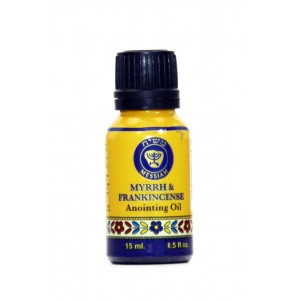 Blue Glass Bottle with Frankincense and Myrrh Anointing Oil (15ml) Cosmeticos del Mar Muerto