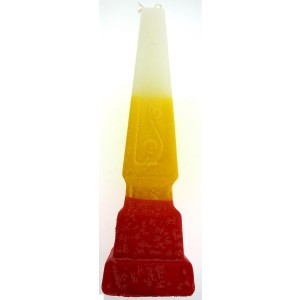 Red, Yellow & White Wax Havdalah Candle by Safed Candles with Lighthouse Design