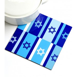 Large Israeli Flag Trivet in Blue by Barbara Shaw Vaisselle