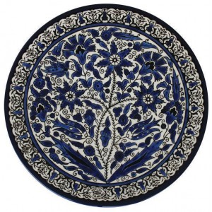 Armenian Ceramic Plate with Floral Scilla Armenia Motif in Blue Plates