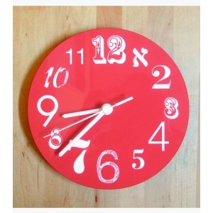 Wall Clock in Bright Red with Numbers in Contrasting Fonts