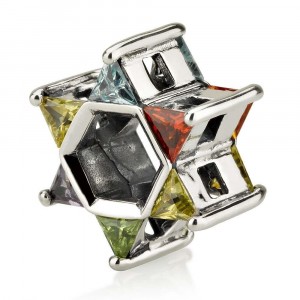 Star of David Charm with Colorful Stones in Sterling Silver Bijoux de Bat Mitzva