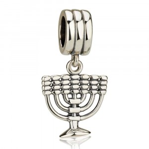 Charm with Seven Branch Menorah in Sterling Silver Charms