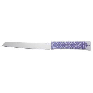 Challah Knife with Leaf Pattern in GRAY Shabat