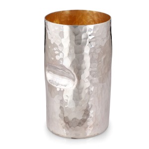Hammered Sterling Silver Kiddush Cup by Bier Judaica Shabat