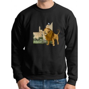 Jerusalem Sweatshirt with Lion (Variety of Colors to Choose From) Sudaderas Israelíes
