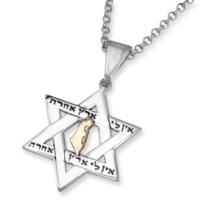 No Other Land Star of David Necklace Made From Sterling Silver and Gold Día de la Independencia de Israel