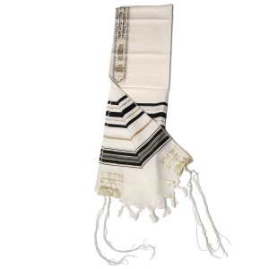 Traditional Wool Tallit – Black and Gold Stripes Talitot