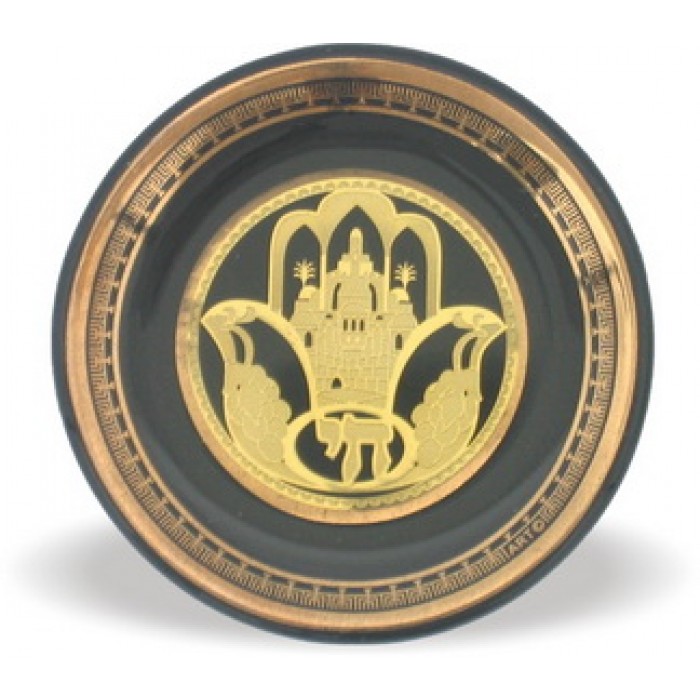 Ceramic Magnet with a Golden Hamsa