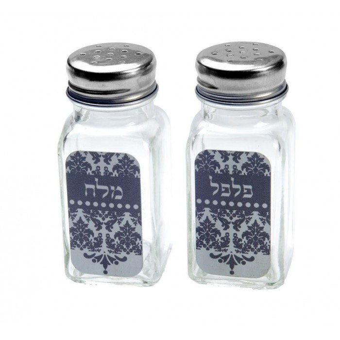 Glass Salt & Pepper Shakers with Leaf Pattern