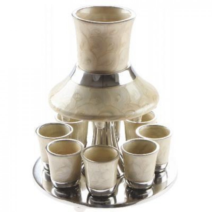 Kiddush Fountain in Pearl Aluminum with Eight Cups