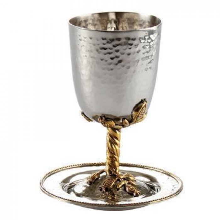 Kiddush Cup in Stainless Steel with Saucer