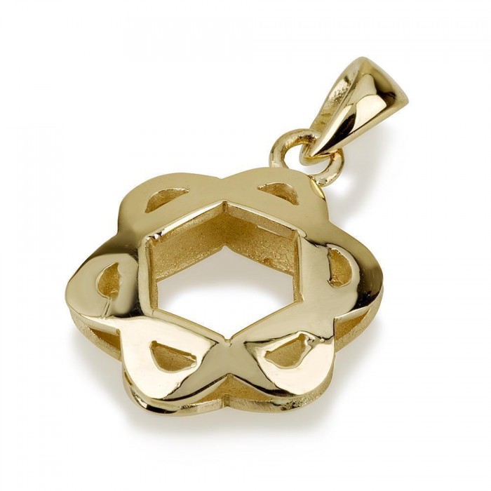 3D Reversible Bubble Star of David Pendant in 14k Yellow Gold by Ben Jewelry

