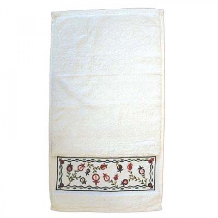 Yair Emanuel Ritual Hand Washing Towel with Embroidered Pomegranates