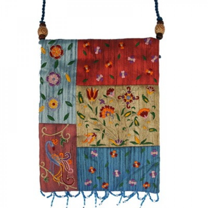 Applique Embroidered Handbag by Yair Emanuel with Flower Design