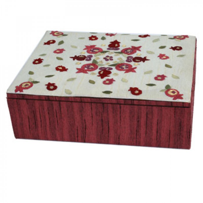 Yair Emanuel Embroidered Jewellery Box With Pomegranates in Red