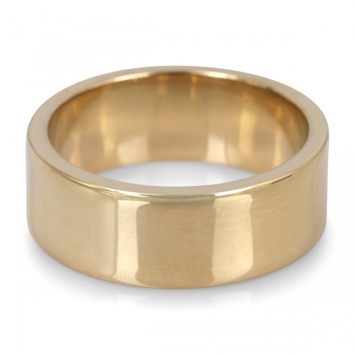 14K Gold Jerusalem-Made Traditional Jewish Flat-Sided Wedding Ring (8 mm)