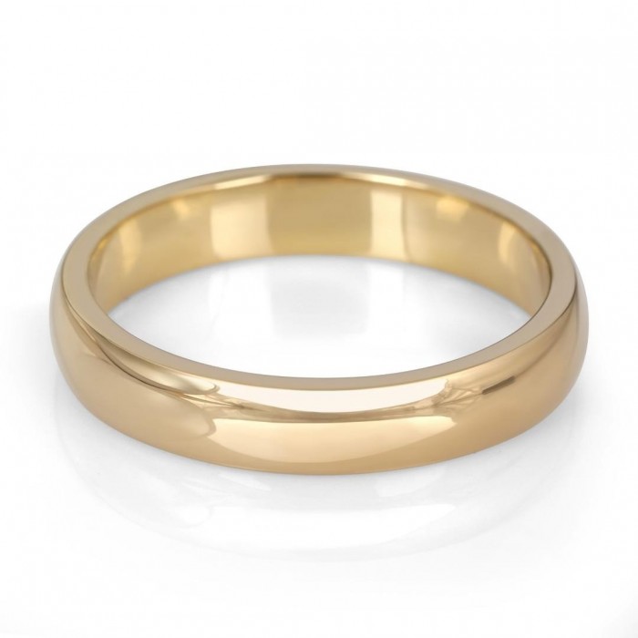 14K Gold Jerusalem-Made Traditional Jewish Wedding Ring With Comfort Edge (4 mm)