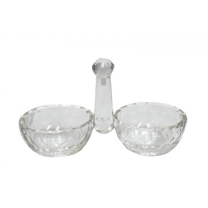 Crystal Salt and Pepper Dishes with Handle